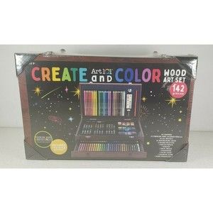 142 PC Create & Color Wood Art Set w/Learning Guide Premium Supplies